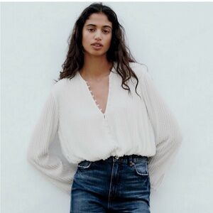 Zara Cream Textured Blouse